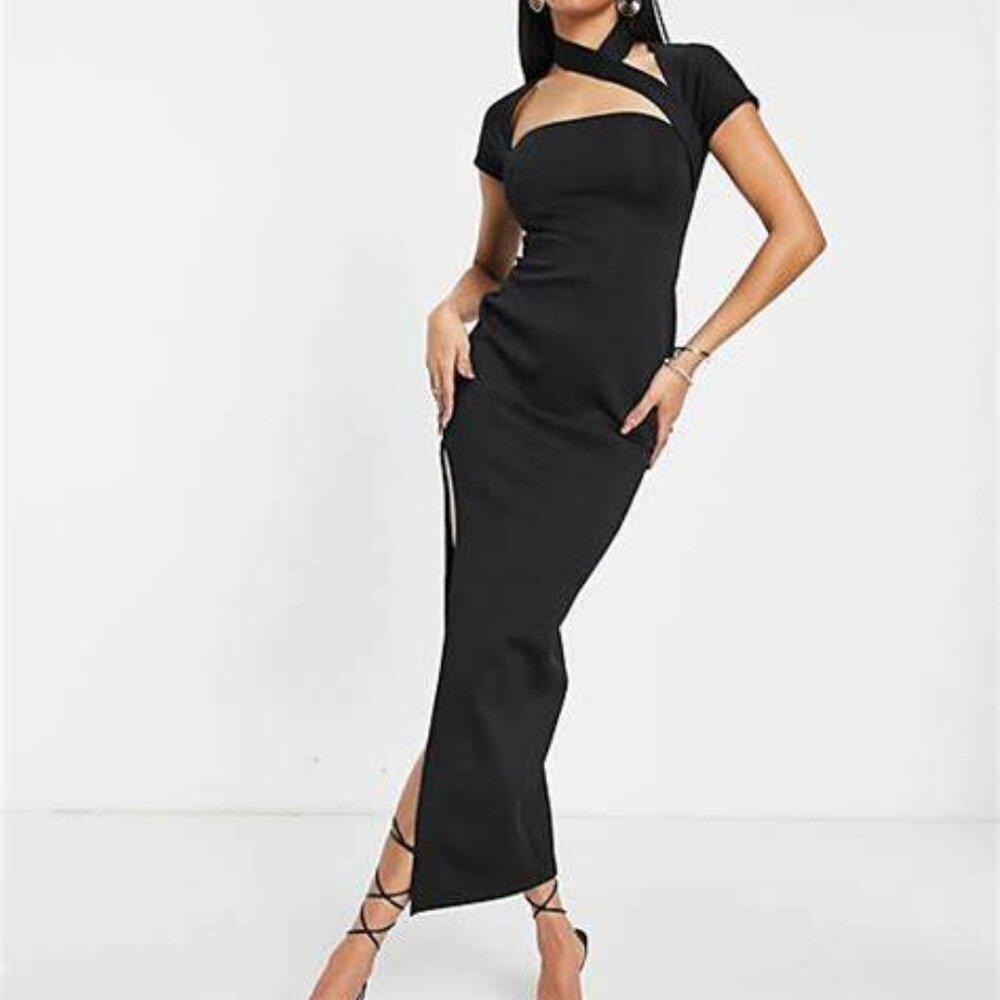 ASOS Black Maxi Dress w cutout /chocker design